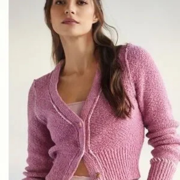 Pilcro Yin Yang Icon Heart Urban Outfitters Cropped Cardigan Sweater Size Medium - Picture 3 of 16